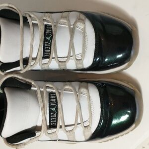 Nike Air Jordan 11 Retro Low, Iridescent Emerald And White Color, Youth Size 6.5